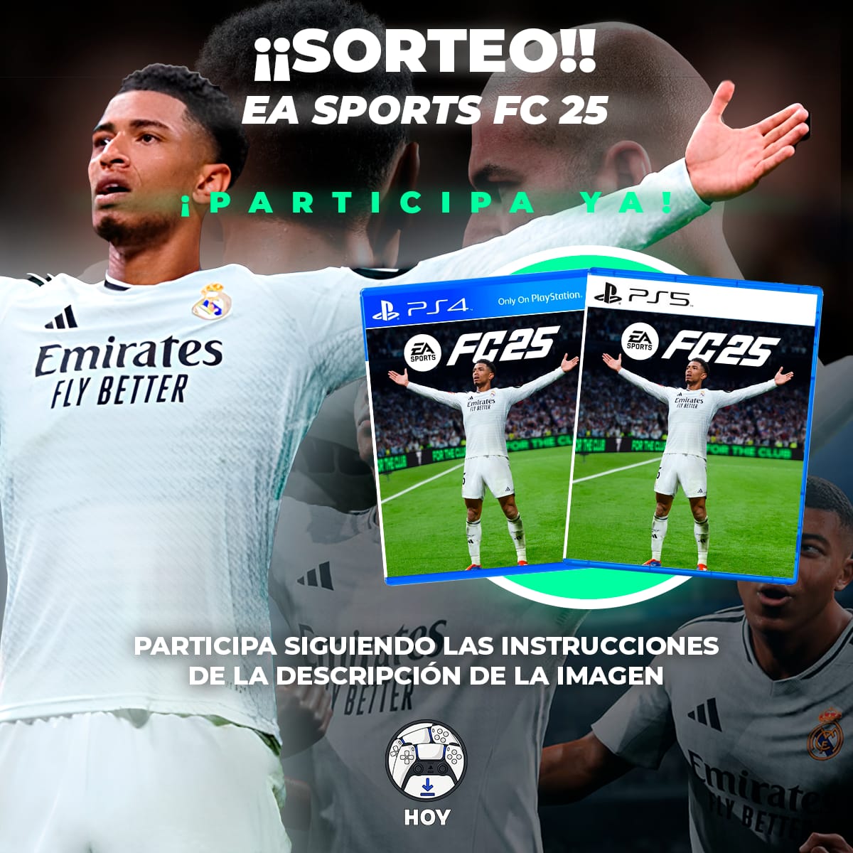 🚨 #FC25 ⚽☘REGALAMOS el nuevo EA SPORTS FC 25 para PS4 o PS5🎁

Requisitos para participar:
- Sigue a <a href="/LotienesHOY/">Elige tu Videojuego y lo tienes ¡HOY!</a> y a @Gameplanetps
- Da RT a este Tweet
 
El sorteo es INTERNACIONAL🌍 El ganador se anunciará el día 27 de Septiembre, Suerte!🍀 #EAFC25