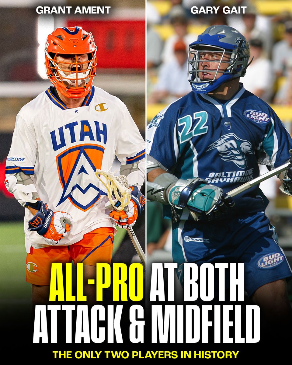 PremierLacrosse's tweet photo. IN ELITE COMPANY 🤝📈

Yesterday, @GrantAment became just the second player in history to be named All-Pro at both the attack and midfield positions... In just his FIRST season as a midfielder.

He joins the legendary @garygait. 👏 https://t.co/Xz3wPIZKe5