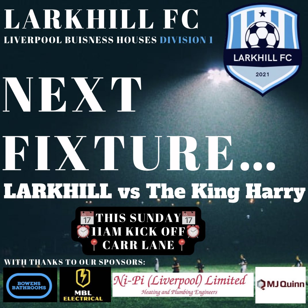 NEXT FIXTURE:

First home game of the season this Sunday as we face The King Harry at 11am. Get down and support the lads⚽️