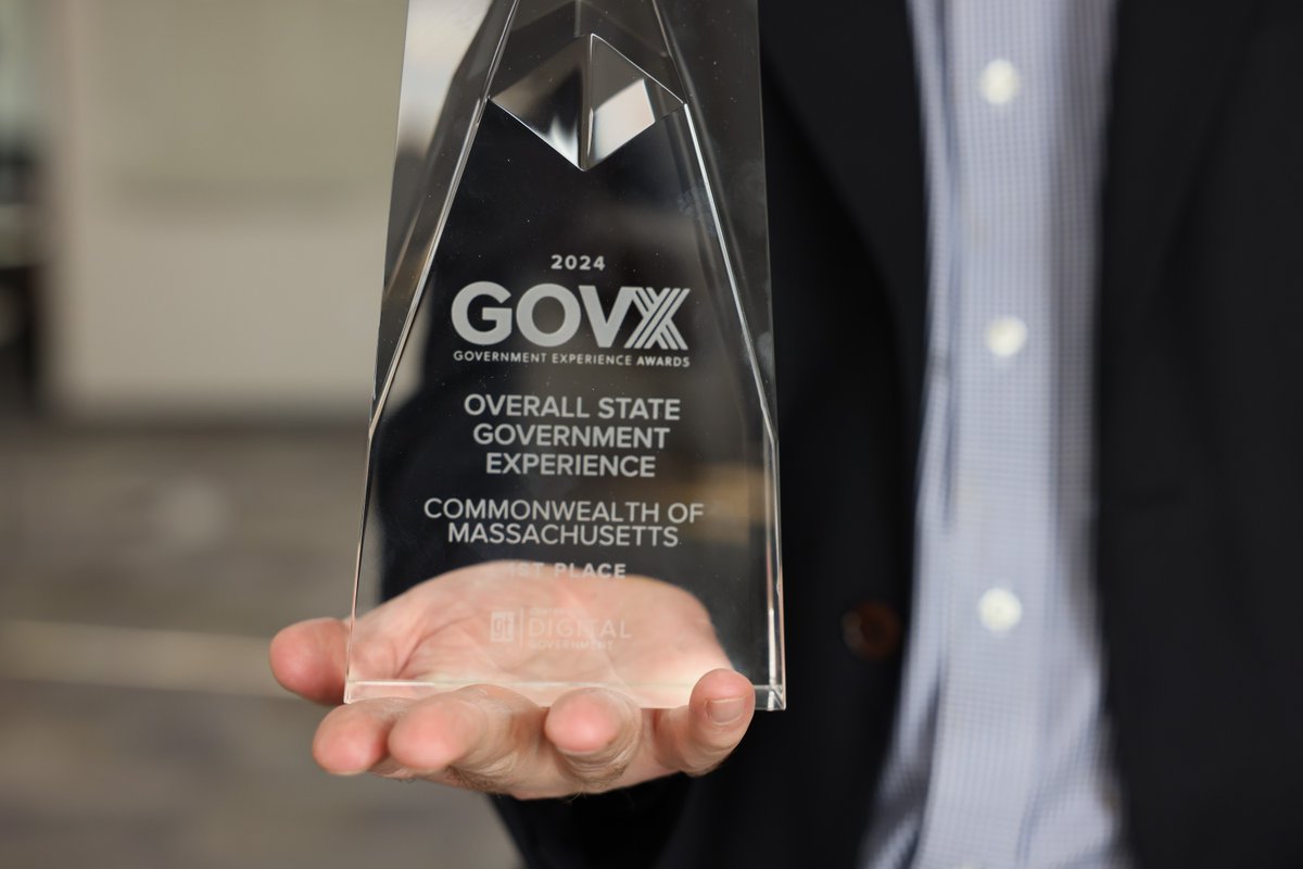 MassEOTSS's tweet image. Go team Massachusetts! We have officially been awarded first place in the Center for Digital Government's 2024 Government Experience Overall Awards! #1 but still not done - we look forward to improving more! bit.ly/GovX2024 #govtech #stateandlocal @govtechnews