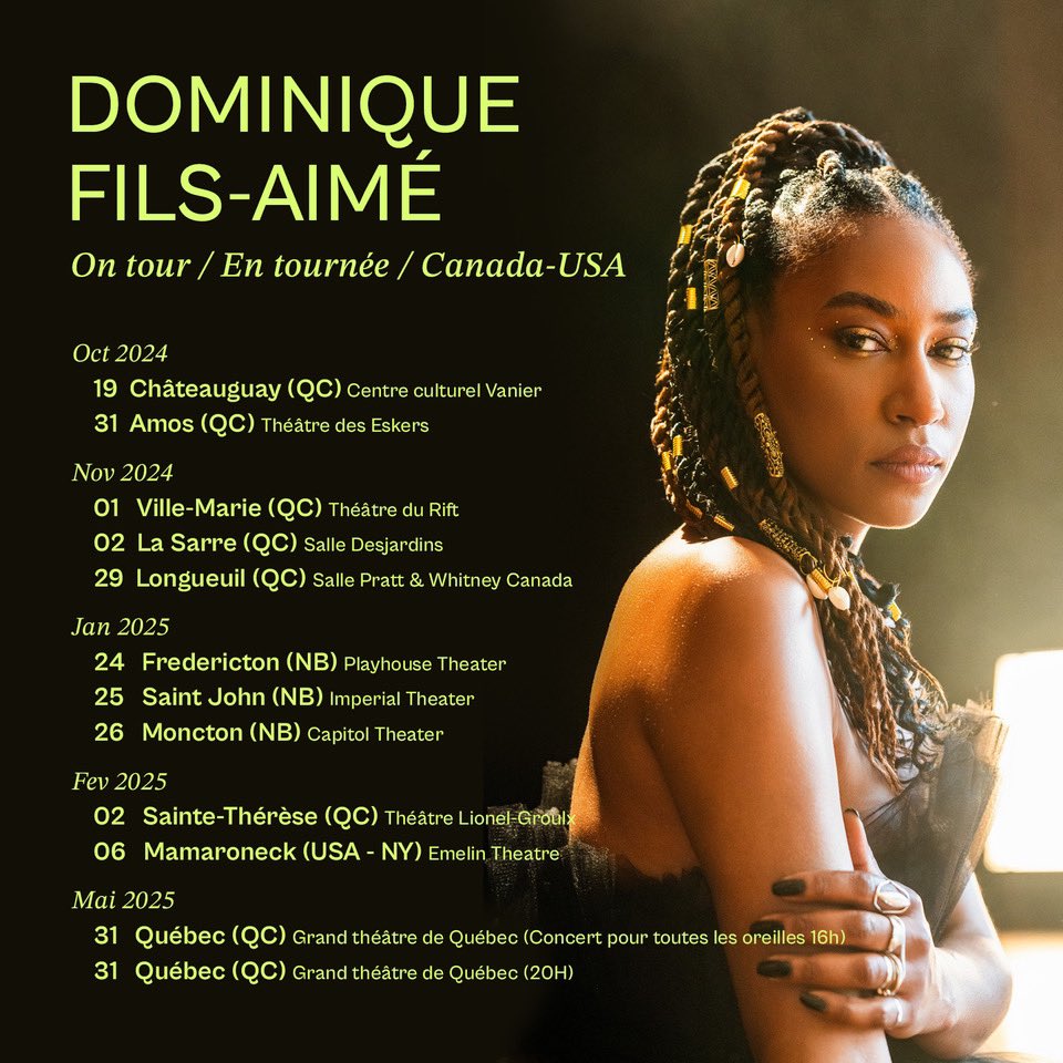 My "Roots" tour is resuming in Canada and the United States! I can't wait to see you again!!! 

Will you come sing with me? ☺️🙏🏾🎤 

Grab your tickets here : 
domiofficial.com/fr/#concerts