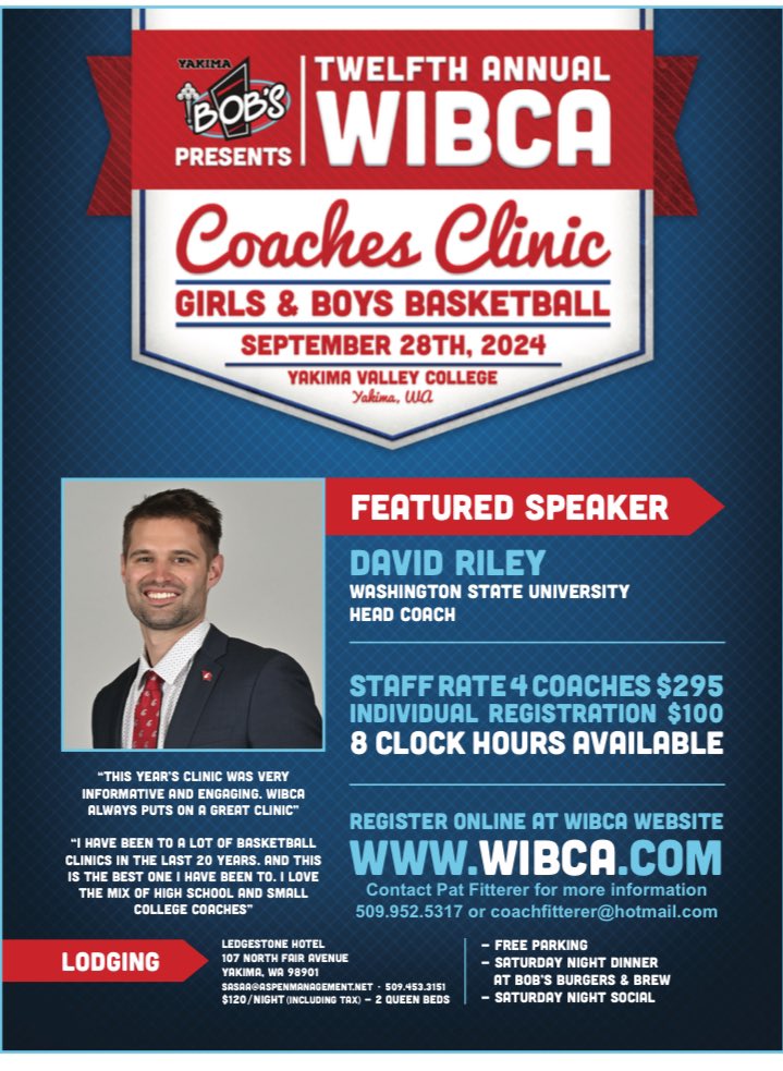 WIBCA (@wibca) on Twitter photo <a href="/WSUCougarsMBB/">Washington State Men's Basketball</a> <a href="/driley15/">David Riley</a> <a href="/NHSBCA/">NHSBCA</a> Itās a week away, donāt get left behind and miss this lineup! <a href="/WSUCougarsMBB/">Washington State Men's Basketball</a> <a href="/driley15/">David Riley</a> <a href="/NHSBCA/">NHSBCA</a> Itās a week away, donāt get left behind and miss this lineup!