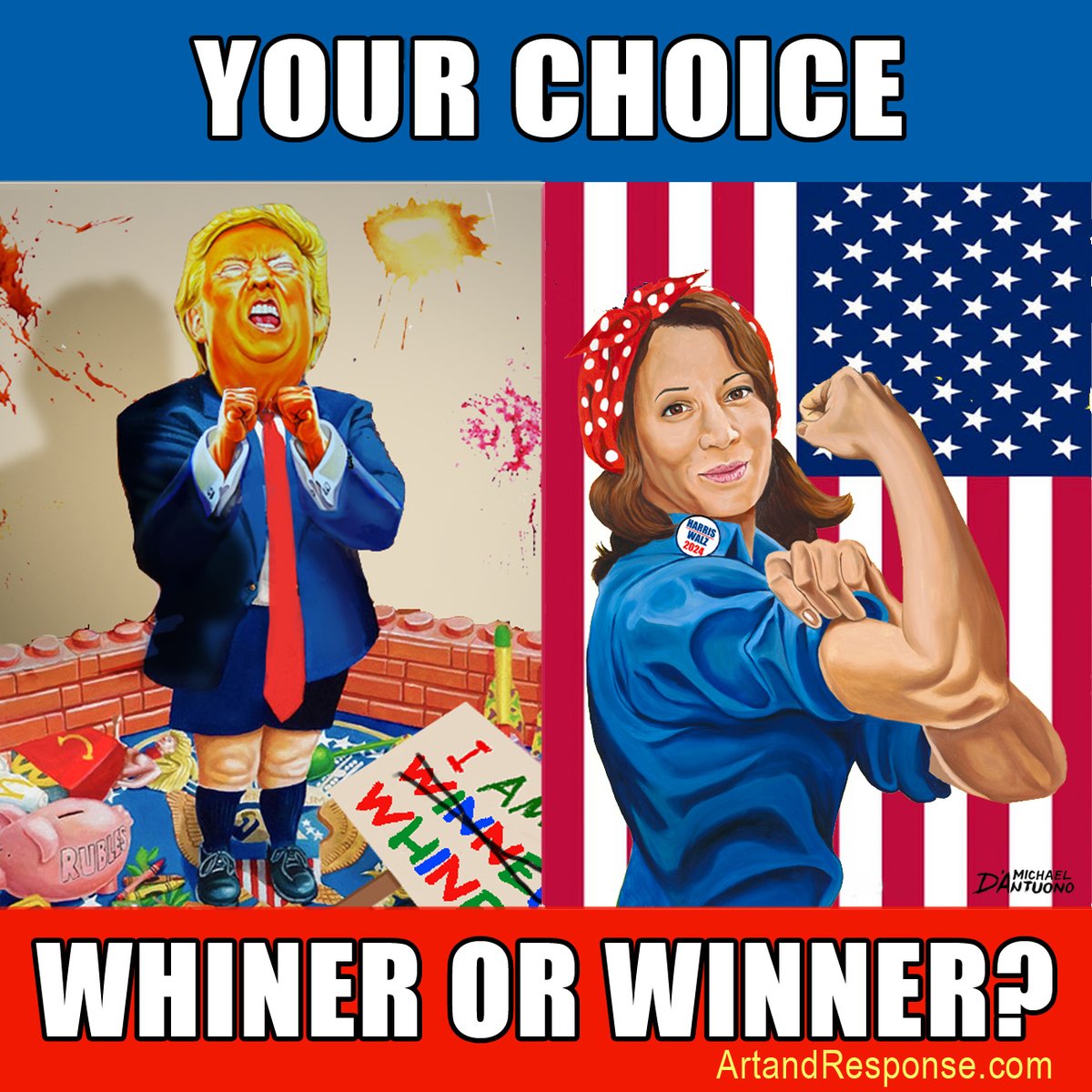 The choice this election is as important as it is clear. One candidate is a spoiled thin skinned whiny little bitch, the other a leader concerned with your needs. #HarrisForThePeople  #TrumpIsUnfitForOffice