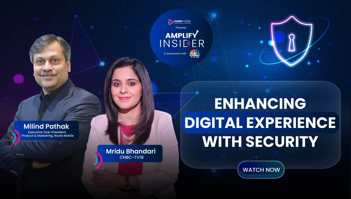 moneycontrolcom's tweet photo. Milind Pathak, Executive Vice-President, Product & Marketing, @routemobile, as he shares insights on enhancing digital experiences through security with CNBC-TV18’s Mridu Bhandari on Amplify Insider.
Watch 👇
https://t.co/rvwnz3LZhE
#RouteAmplify #Cpaas #Customerexperience #DigitalExperience #DigitalSecurity #Partnered