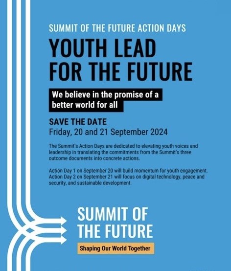 Join the Youth-to-Youth Community at the UN Summit of the Future Action Days in NYC on September 20 &amp; 21! 🌍✨  

For behind-the-scenes updates in real-time follow us on Instagram at y2ywbg! 📸📲   
Let’s make a difference together! 💪
#SOTFActionDays #UN #Y2Y #NYC #BeTheChange