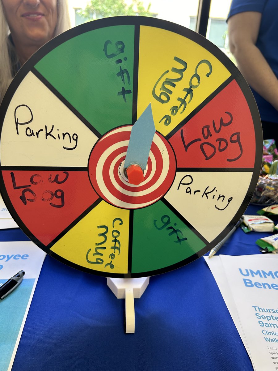 UMMCPolice's tweet photo. UMMC PD stopped by the @UMMCnews HR Roadshow this week to show our support and check out the wheel of prizes! There was even a chance to win one of our plush Law dogs! πΆπΎ #CampusPartners #SpinTheWheel #CommunityEngagement https://t.co/KzeA2EUaTa
