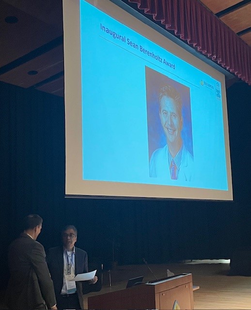 Dr. Stephen Barry, recipient of the inaugural Sean Berenholtz award.  Congratulations on continuing 
Dr. Berenholtz's legacy in patient care.