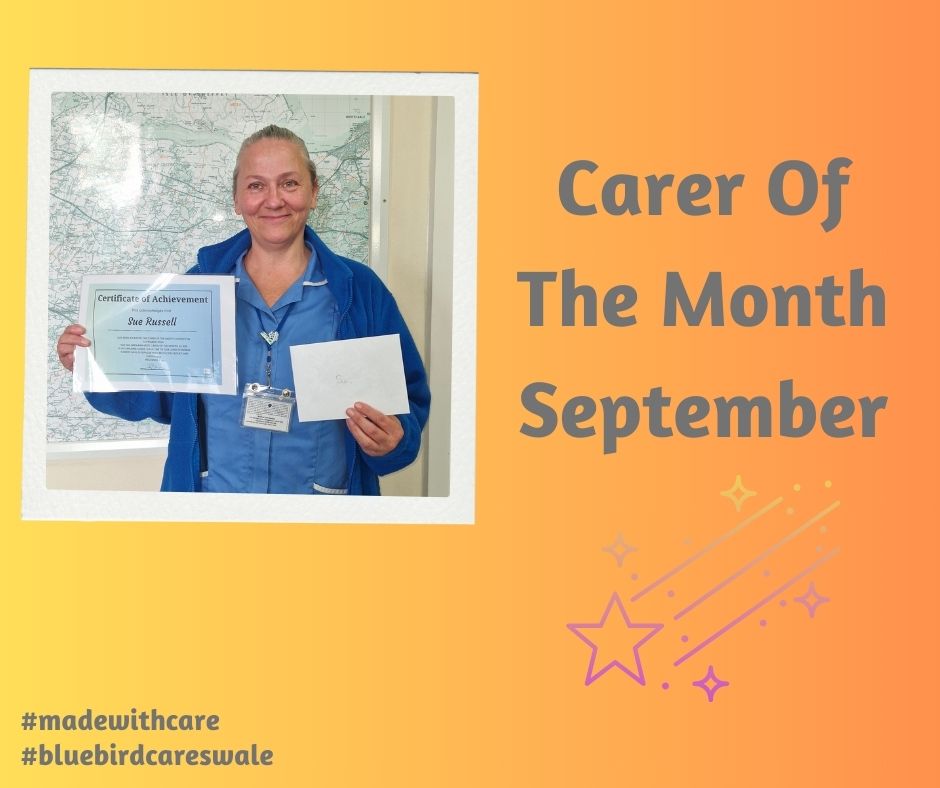 BluebirdSwale's tweet photo. Congratulations to Sue who has been awarded carer of the month for September. Sue has been awarded carer of the month as she is a brilliant Carer, we have so many customers tell us how amazing Sue is.  Well done Sue. #madewithcare #workincare #bluebirdcareswale https://t.co/15H4u69uXB
