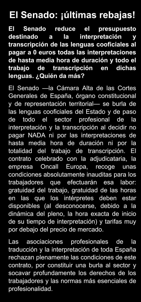 El Senado pretende hacernos trabajar gratis como si fuesen una ONG.