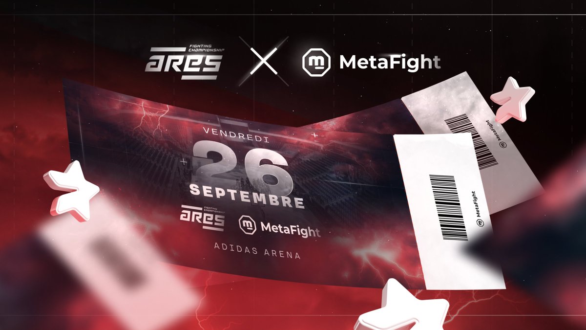 We're teaming up with @Ares_Fighting ! 🎉

To celebrate, we're giving away 2 tickets for the next ARES Fight Night at @AdidasArena on Thursday, Sept 26th! 🏟️

For your chance to win the tickets:
1️⃣ Follow <a href="/MetaFightOff/">MetaFight</a> &amp; @Ares_Fighting
2️⃣ RT this tweet 
3️⃣ Tag the friend who’s