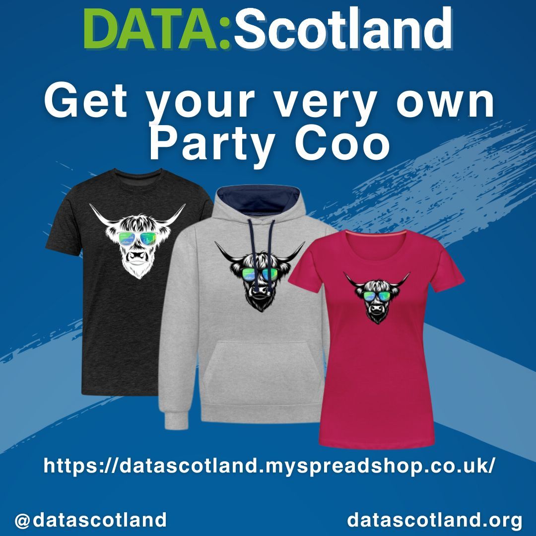 We have a #DATAScotland merch shop!🥳

We’ve had quite a few designs over the years for our volunteer t-shirts so we thought it was about time to share them with you!

We'll be sending all profits from our merch shop to charity! More details to come.

👚buff.ly/3TxgFwz