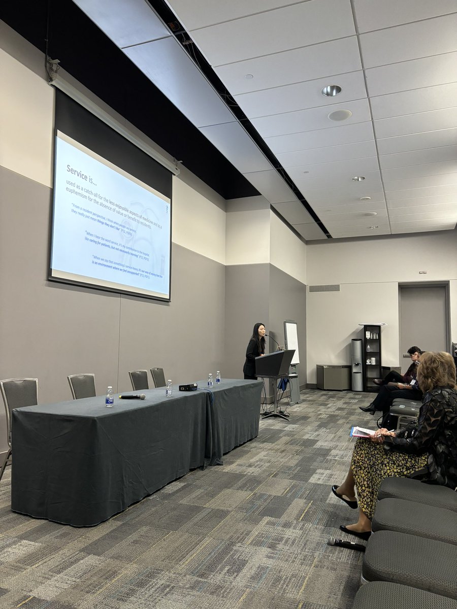 I love hearing great research from students and residents at #ICRE2024 .
Here’s Valerie Kim presenting work on how learners think about “service” and “education”.  Perceptions are dynamic and depend on context.