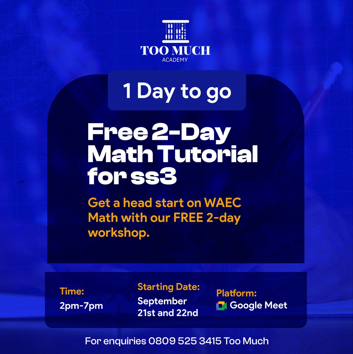 Have you joined us yet?

Take a step toward WAEC math success by joining our impactful tutorial now! And guess what? It's completely free.

Hit the link below to sign up!

chat.whatsapp.com/LFySgDJco030tG…