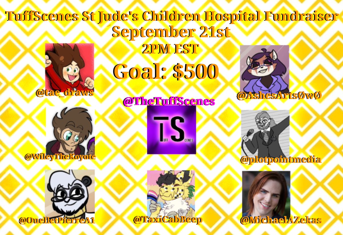 TheTuffScenes's tweet photo. It's that time of year again guys, gals, and non-binary pals! The TuffScenes are back with our September to December charity streams. This time around we're raising money for St Jude's Children Hospital! All information regarding the stream will be below! https://t.co/h2mLa98plx