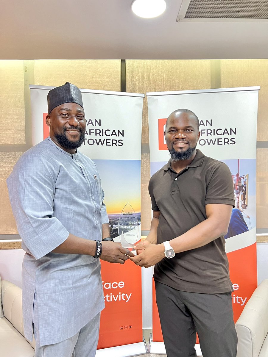 Pan African Towers (@panafricatowers) on Twitter photo Yesterday, at our new Head Office, the Focus Teens Foundation conveyner, Mr. Ola Kazeem presented an award of appreciation to our CEO, <a href="/AzeezAmida/">Azeez Amida</a>
#PanAfricanTowers #PAT #Partnerships #Award #Recognition #Impact #Empowerment #YouthDevelopment Yesterday, at our new Head Office, the Focus Teens Foundation conveyner, Mr. Ola Kazeem presented an award of appreciation to our CEO, <a href="/AzeezAmida/">Azeez Amida</a>
#PanAfricanTowers #PAT #Partnerships #Award #Recognition #Impact #Empowerment #YouthDevelopment
