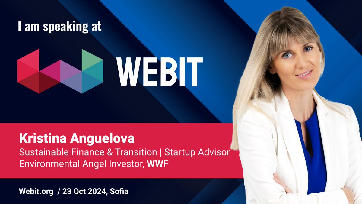 We’re excited to share that Kristina Anguelova , Sustainable Finance &amp; Transition Expert, Startup Advisor, and Environmental Angel Investor with <a href="/WWF/">WWF</a> , will be speaking at Webit Sofia Edition 2024! 

Secure your spot now: 
lnkd.in/d26YTMA