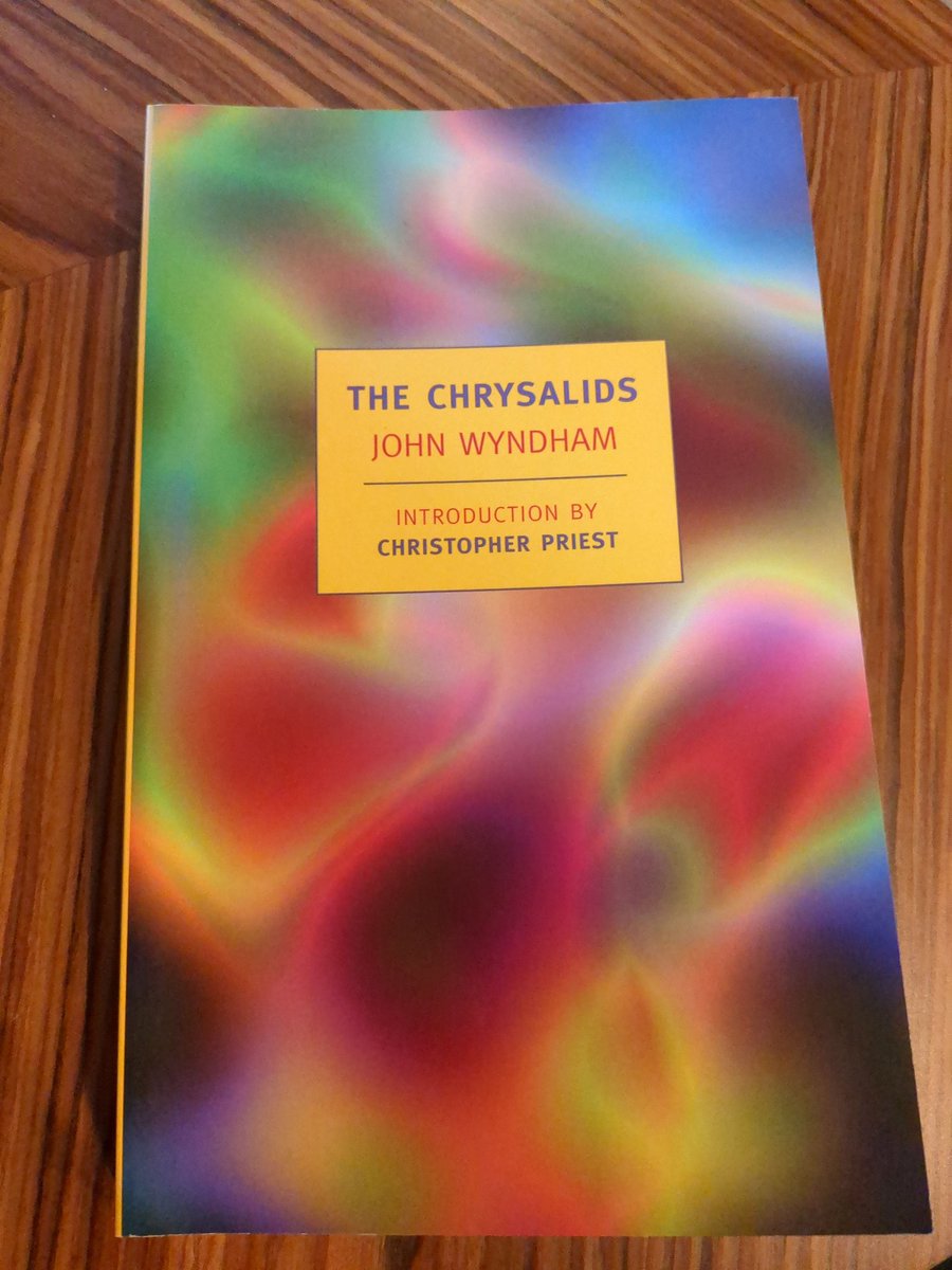 OwlInDaylight's tweet photo. This was on my shelf for a while, but I finished The Chrysalids by John Wyndham. 
Definitely worth checking out.
I liked this a lot, and I'd read more Wyndham after this. 

Doesn't feel dated for 1955.

My best description; it's like X-Men happening in Puritan times. https://t.co/vOS2LCrisN