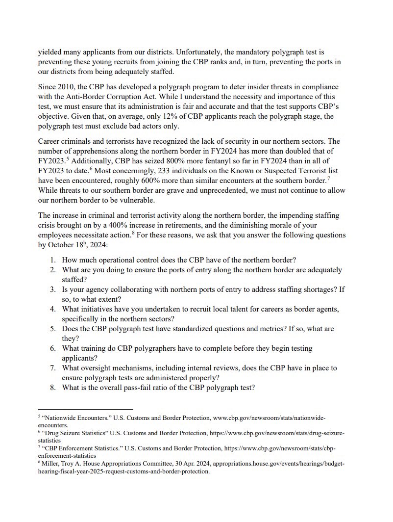RepPeteStauber's tweet photo. Our northern border has been neglected, and criminals are taking advantage of it. Now, more than ever, we must ensure our ports of entry are staffed and our brave CBP officers are equipped to deal with the threats they face daily. That is why I sent a letter to CBP demanding that they address the staffing shortage plaguing the Grand Forks Sector. Thank you @RepFischbach and @RepArmstrongND for your support!