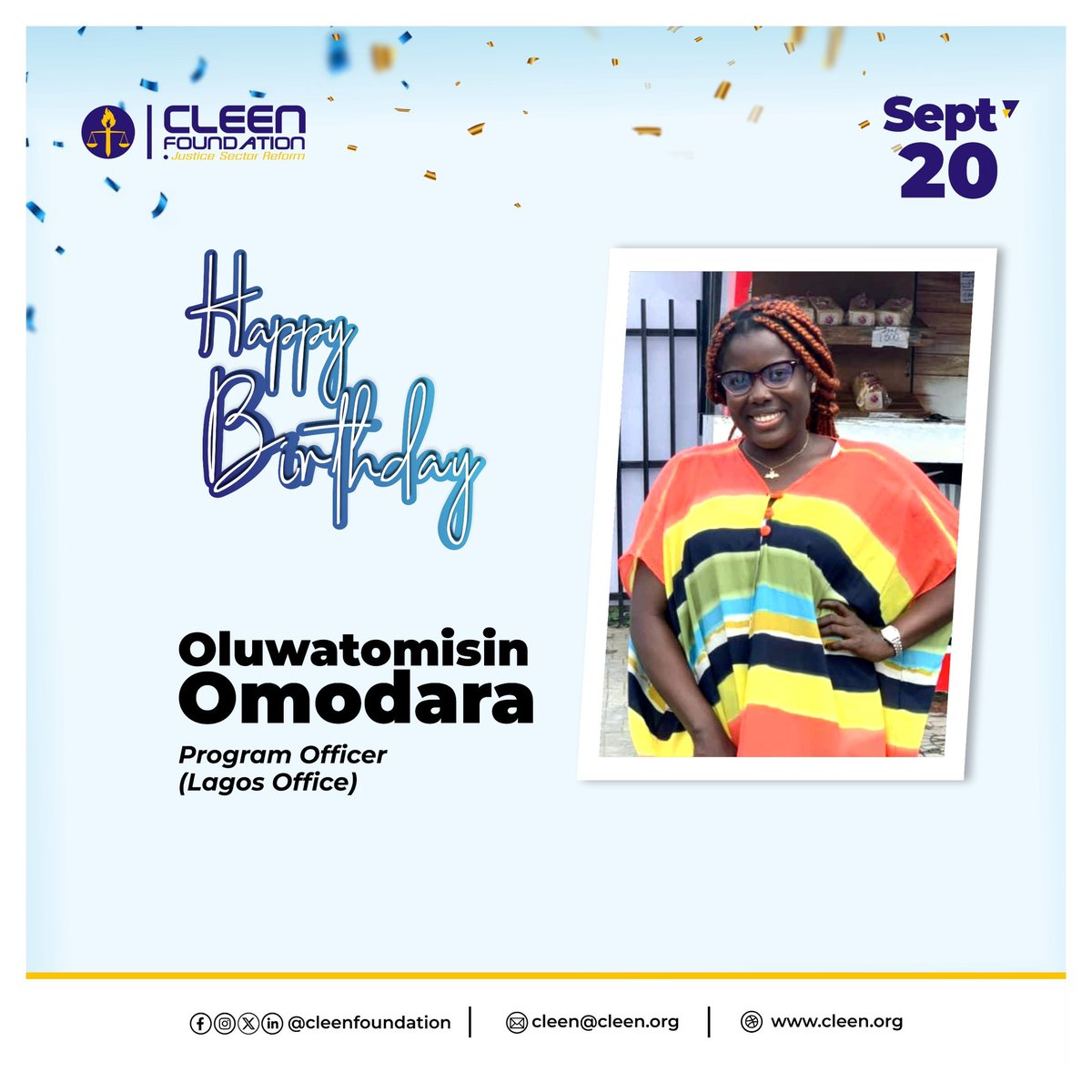 cleenfoundation's tweet photo. Happy Birthday to our amiable colleague, Tomisin! Keep shining π₯³
#humansofcleen https://t.co/a7h0GrqEYv
