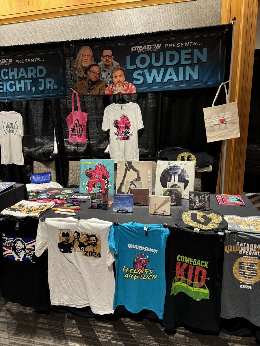 Hey #SPNDC! Drop by the merch table this weekend! The band will be hanging out all weekend in between panels!