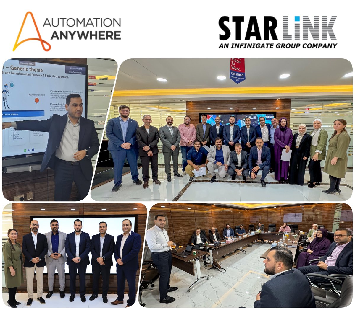 StarLinkVAD's tweet image. #AutomationAnywhere Workshop in #Dubai was a success!
Introduction to #GenerativeAIAutomation, explored new trends, real-world use cases, and how #RPACopilot &amp;amp; #AIsolutions enhance business efficiency.
Thanks to our #partners who joined &amp;amp; to our speaker for sharing his insights!