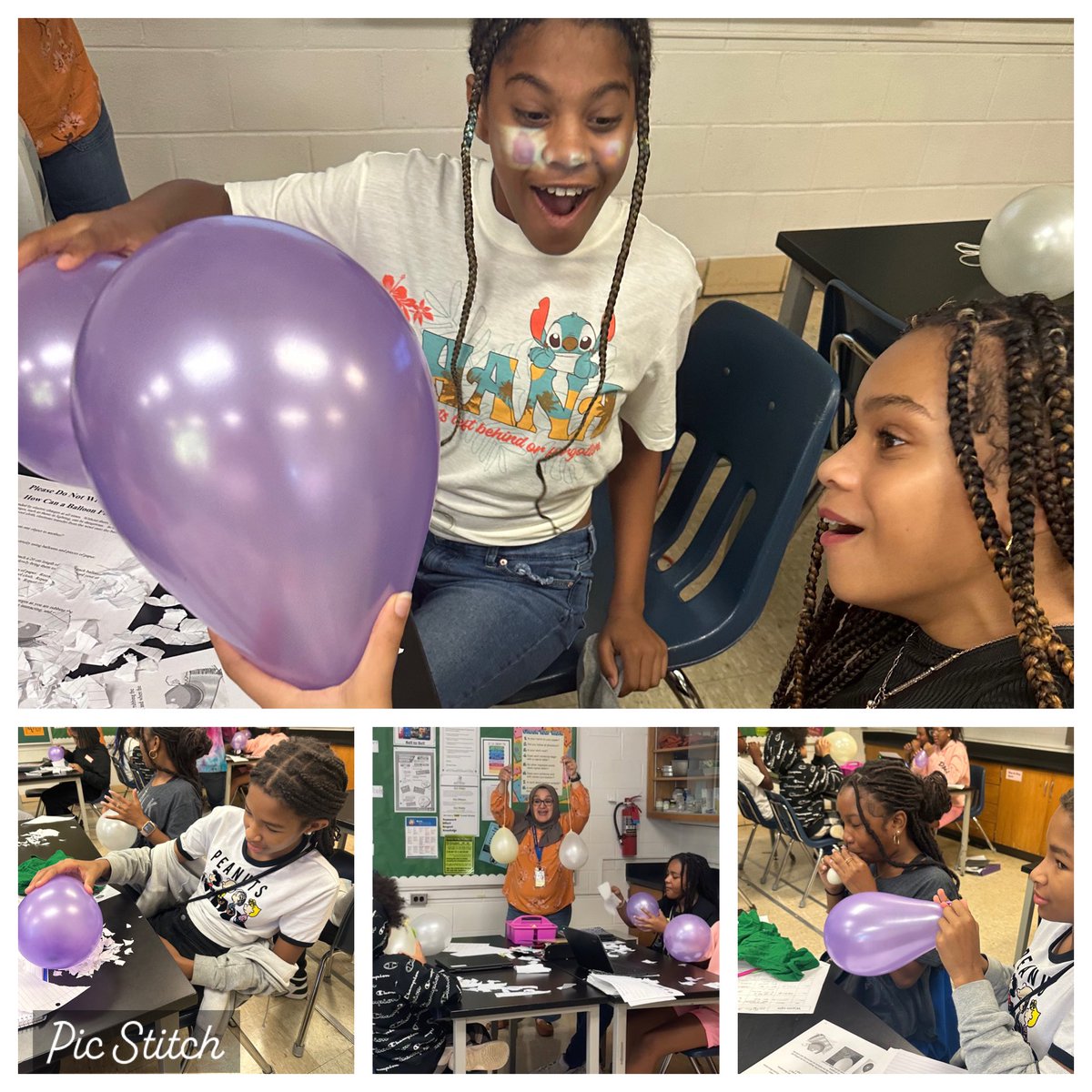Scientists in Ms. Al Weissi’s science class are using balloons to explore static electricity. 🎈⚡️ <a href="/CCPS/">Charles County Public Schools</a> <a href="/SmallwoodMS/">General Smallwood MS</a>