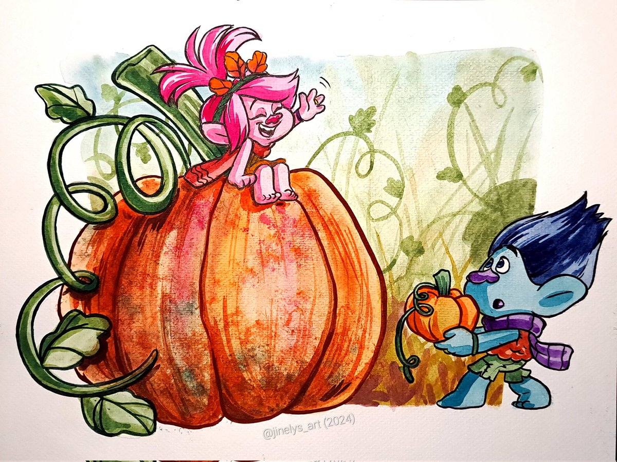 Jinelys_art's tweet image. A little late, but I finally illustrated your idea @trolls 🎃🩷✨️ #Broppy #dreamworkstrolls #trollsbandtogether #fanart #fanartfriday #trollstwt