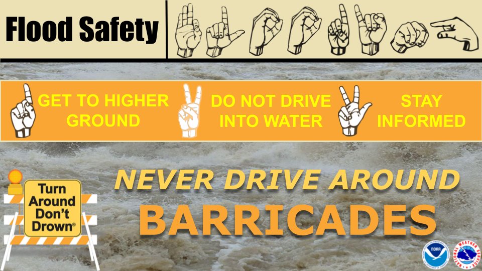 ⚠️ It is NEVER safe to drive or walk through flood waters. REMEMBER: Turn Around Don’t Drown! Learn more about flood safety:  youtube.com/watch?v=RUf3Er…
📌 #DeafAwarenessWeek
