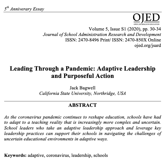 JSARD_'s tweet photo. Popular read from the JSARD archives:

Leading Through a Pandemic: Adaptive Leadership and Purposeful Action

🔗https://t.co/CdMEPsOFrV 

#PeerReviewed #COVID19 #SchooLeadership https://t.co/lgr71AVc8P