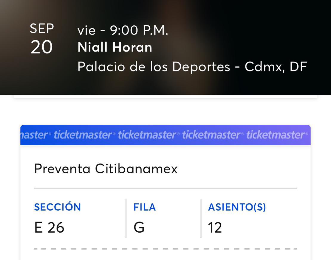 Vendo boleto para Niall Horan hoy en el palacio de los deportes 
Ya no pude ir, el boleto es transferible por Ticketmaster 

Info por DM ✨🫶🏼