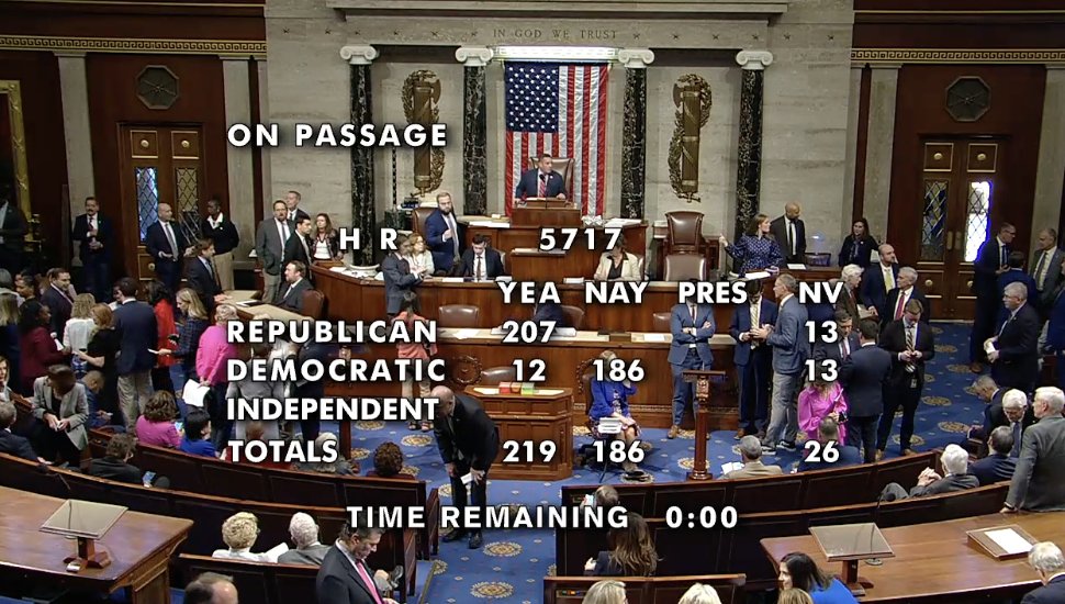 NRCC's tweet image. JUST NOW: 186 extreme House Democrats voted to continue giving federal funds to cities that don’t cooperate with ICE to hand over criminal illegal migrants.
