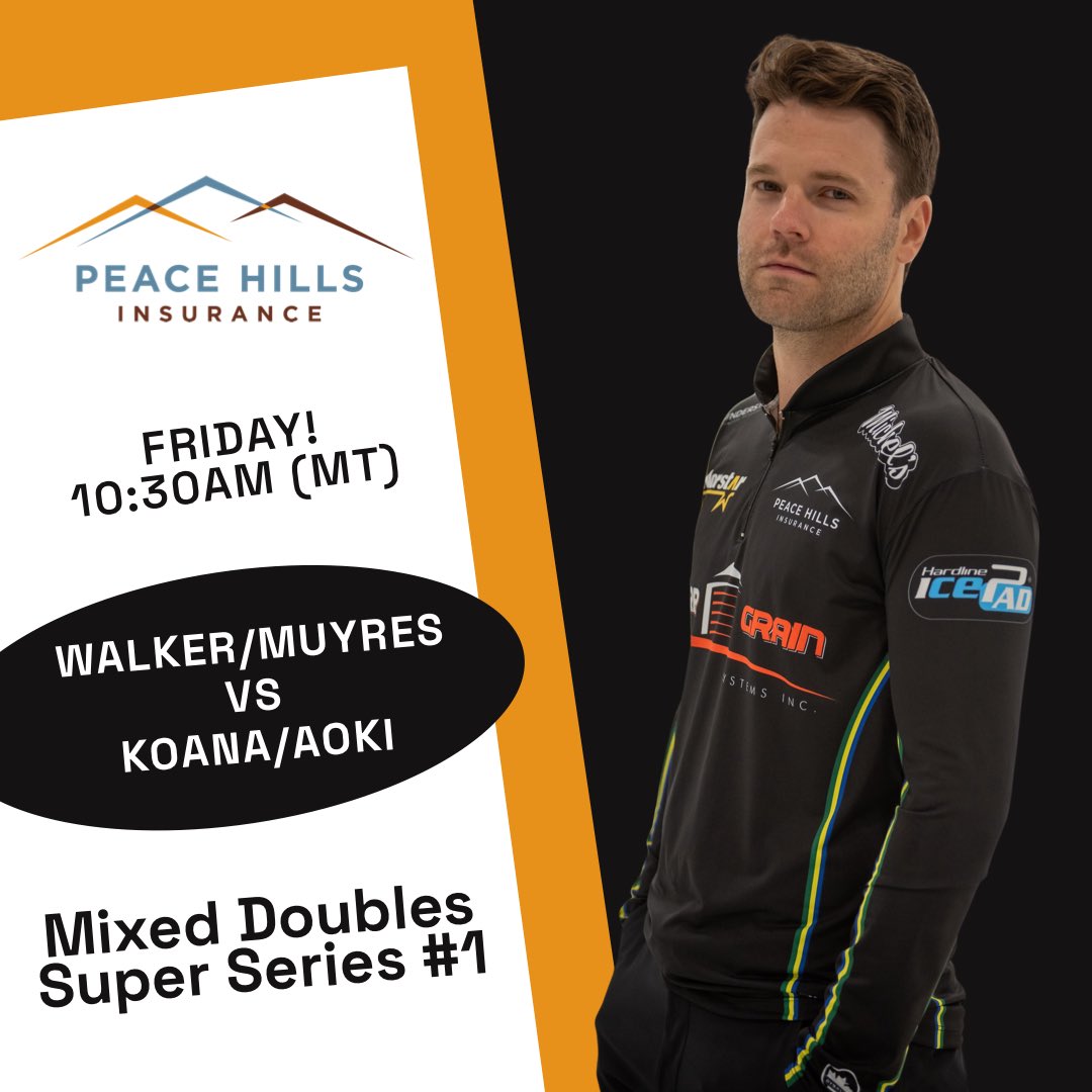 walkermuyres's tweet photo. Taking the ice at 10:30am (MT) in our first of three games today at the first Mixed Doubles Super Series event in Calgary.
Thanks to @PeaceHillsIns for joining us again on our journey this season!
Live scoring:
https://t.co/vvWQugh6Ih
#WalkMuyWay #PeaceHillsInsurance https://t.co/A96T2eOI8U