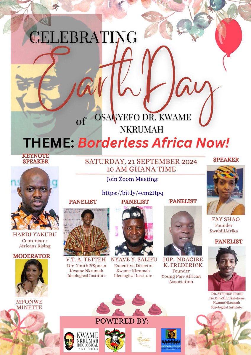 Tomorow, 21st September marks 115 years of the birth of Osagyefo Dr. Kwame Nkrumah.

I will be the Keynote Speaker   at this event put together by Kwame Nkrumah Ideological Institute amongst other speakers like Fay Shao and  others. 

.