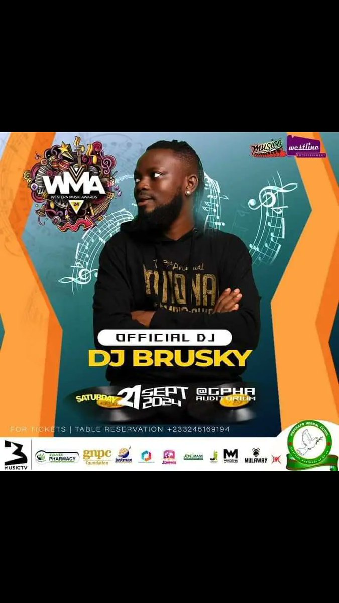 The BIGGEST platform in the Western and Western North Region and beyond is here again <a href="/wmawardsgh/">Western Music Awards</a> 24 this Saturday at GPHA Auditorium !! Get your tickets fast . Don't call me DjBrusky 😂 CALL ME.....

                  THE HIGHEST