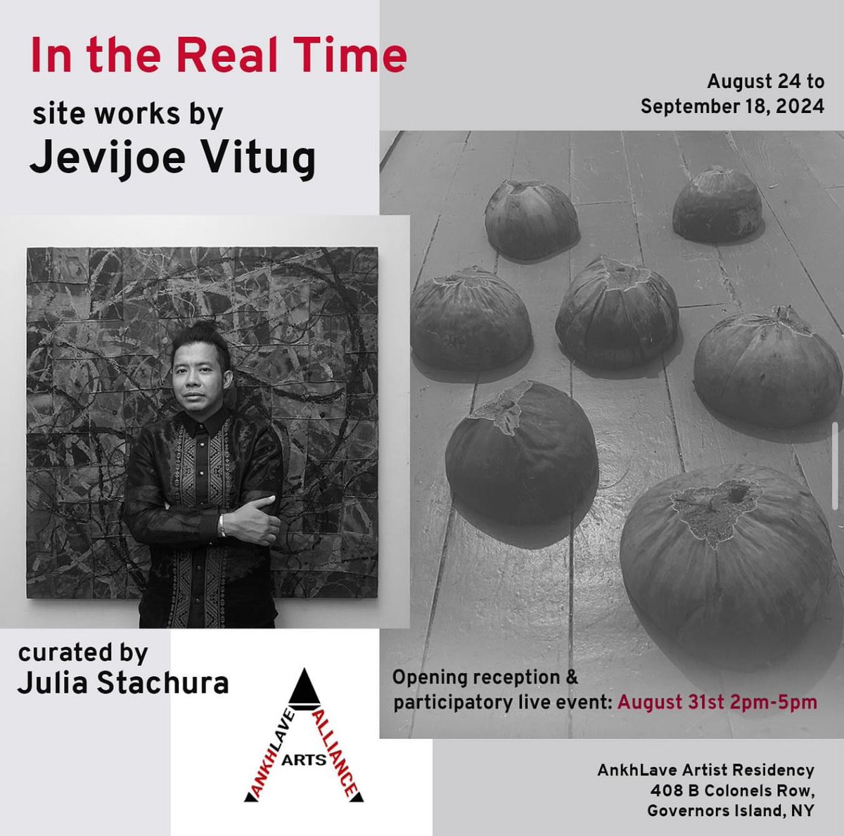 ankhlave's tweet photo. AnkhLave is happy to announce the newest Exhibition at our house on @governorsisland!

IN THE REAL TIME exhibition presents new works from Jevijoe Vitug (@jevijoe), delving into invisible narratives centering on Indigenous wisdom, migrant labor, and technology. https://t.co/bG7MvempuU