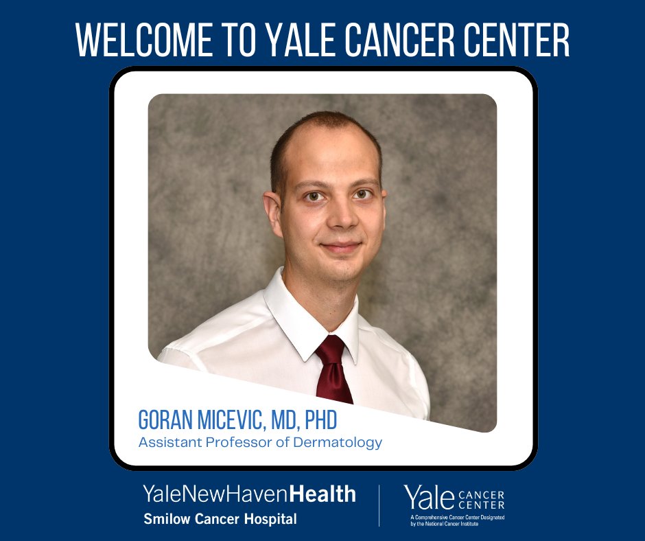Welcome Goran Micevic, MD, PhD <a href="/gmicevic/">Goran Micevic MD/PhD</a> to our membership within the Cancer Immunology Research Program. Dr. Micevic is an Assistant Professor in <a href="/yalederm/">Yale Dermatology</a> and is a physician/scientist studying #melanoma. 
<a href="/SmilowCancer/">Smilow Cancer Hospital</a> <a href="/YaleMed/">Yale School of Medicine</a> <a href="/YNHH/">Yale New Haven Hosp</a>
