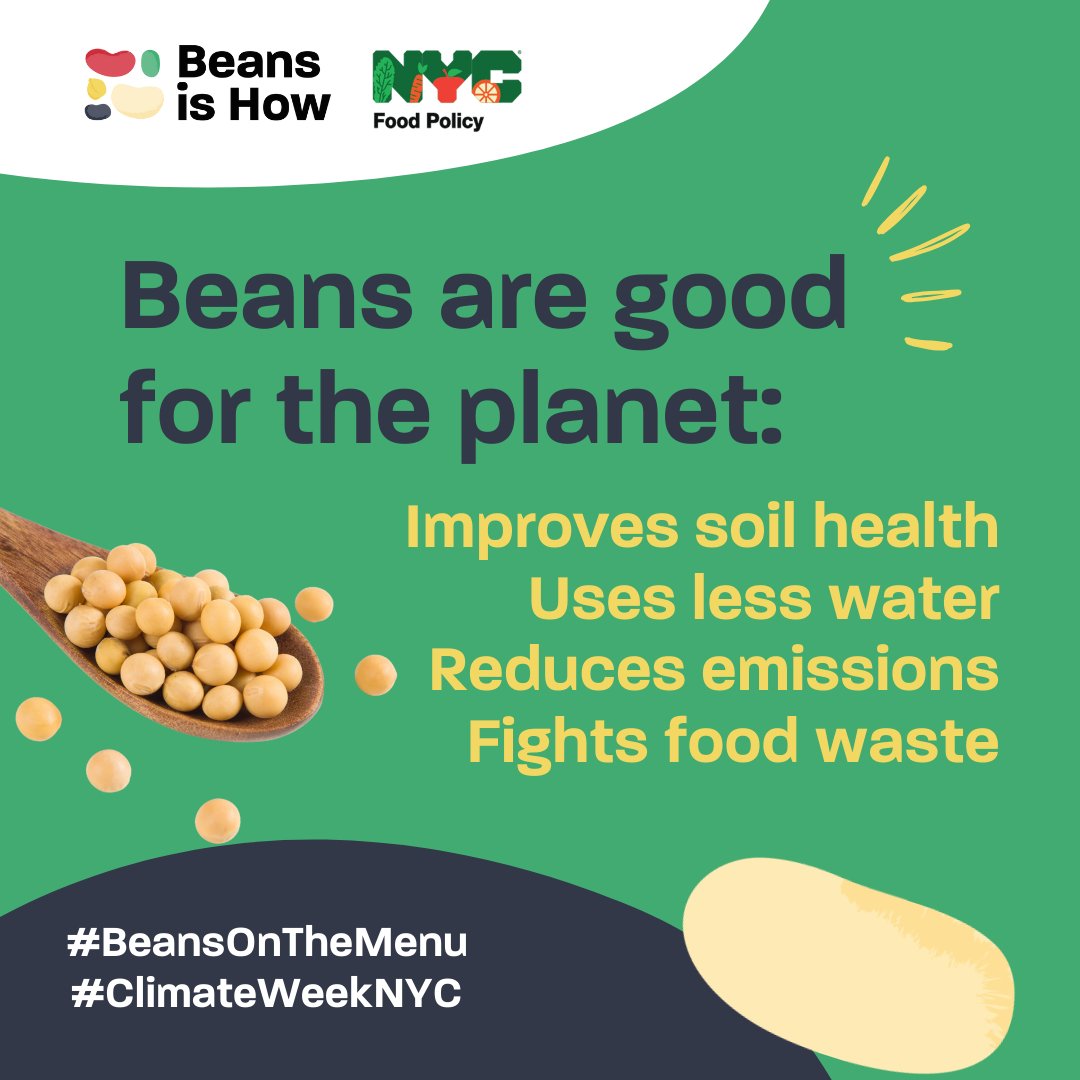 Eating sustainably never tasted so good! 🌱 Beans are a small change that makes a big difference. Let’s join <a href="/nycgov/">City of New York</a> agencies in showing the world how delicious climate-friendly eating can be! #beansonthemenu #ClimateWeekNYC. bit.ly/beansnyc2024 @beanishow <a href="/nycfood/">NYC Mayor's Office of Food Policy</a>