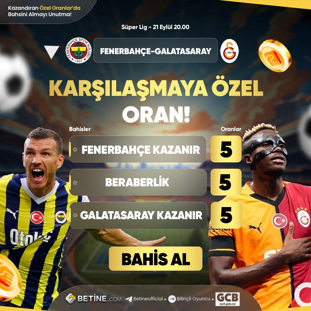 #Betine 
 
🔥 ÖZEL ORANLARA VAR MISIN ?

🌐 TERCİHİN HANGİSİ ?

✔️  BETİNE'DE ÖZEL ORAN BİTMEZ !

TELEGRAMDAN TAKİP ET ÖZEL ORANLARI KAÇIRMA

Detaylı Bilgi ve Giriş İçin : bt.t2m.io/ZMyzj6R
Telegram Adresimiz : t.me/betineofficial

#Betinecom #Betinegiris #İddia