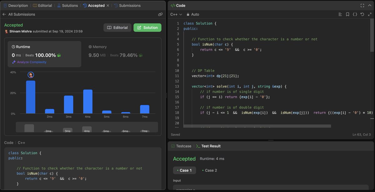 ShivamMish88131's tweet photo. #Day299 of #100daysofwork

✅@LeetCode's POTD Completed ( "241. Different Ways to Add Parentheses")
#buildinpublic #dp #DSA #leetcode #cpp #100daysofcodechallenge https://t.co/a5KPOB0MJP