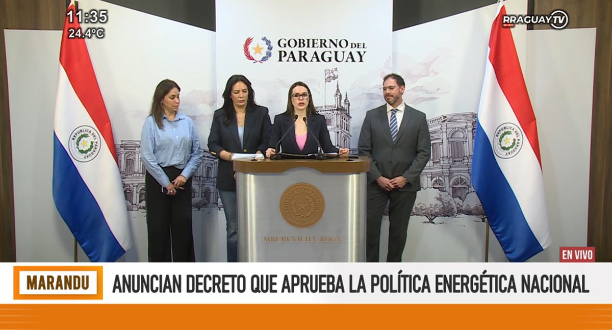 CONFERENCIA DE PRENSA 

Anuncian decreto que aprueba la Política Energética Nacional

#EnVivo 🔴 paraguaytv.gov.py
▶️twitch.tv/paraguaytvhd