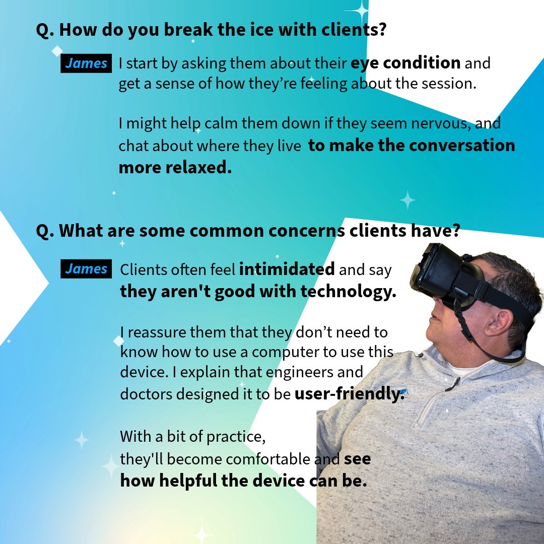 TheIrisVision's tweet image. 📷 Meet James, our final coach of the "Meet Our Coaches" series! 📷
James has been a coach for over four years and has cone dystrophy. He knows how intimidating new technology can feel, but he always reassures clients that the headset is user-friendly.
#IrisVision #LowVision
