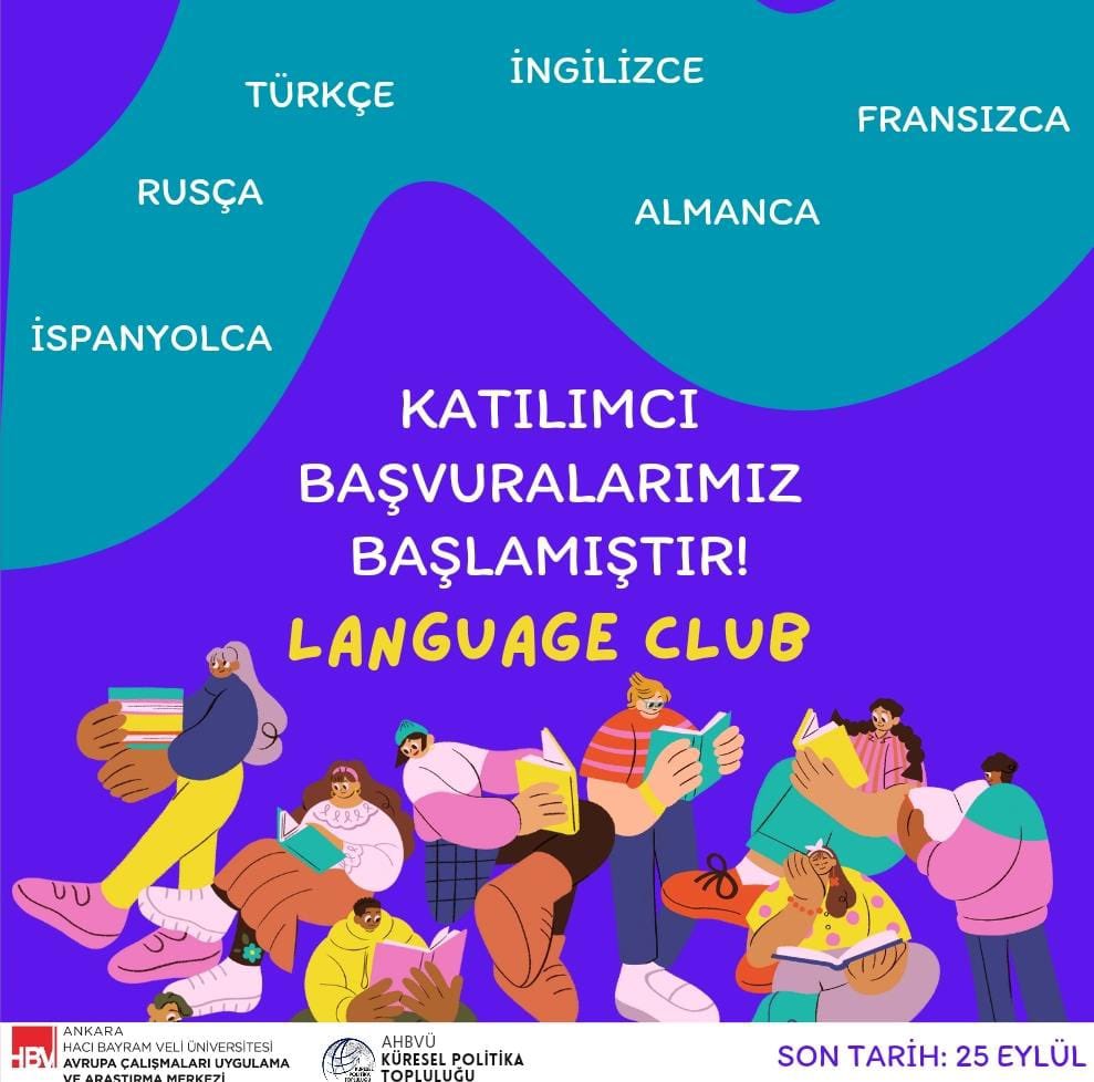 Ankara Hacı Bayram Veli Üniversitesi Avrupa Çalışmaları Uygulama ve Araştırma Merkezi’nin (AÇUAM) yürütmekte olduğu Language Club, bu dönem dil eğitimlerine başlamıştır. 
Başvuru Formu:
docs.google.com/forms/d/e/1FAI…