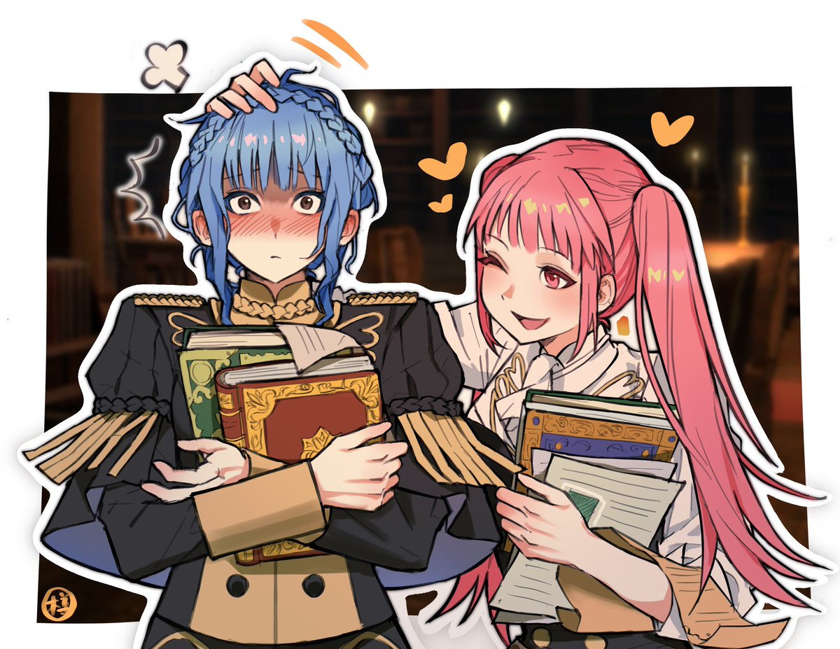 「小瑪莉安奴，魔道的書要放在這裡哦～」
#FE3H #FE風花雪月 #FireEmblem #ヒルマリ #ヒルダ #マリアンヌ #Hilda #Marianne