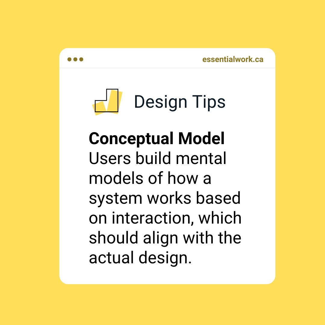 doessentialwork's tweet image. Conceptual Model: Aligning mental models with design helps users feel at home. When users&apos; expectations match reality, magic happens. #ConceptualModel #UserCenteredDesign #UX  #DonNorman

------
For more Design Tips Follow @doessentialwork