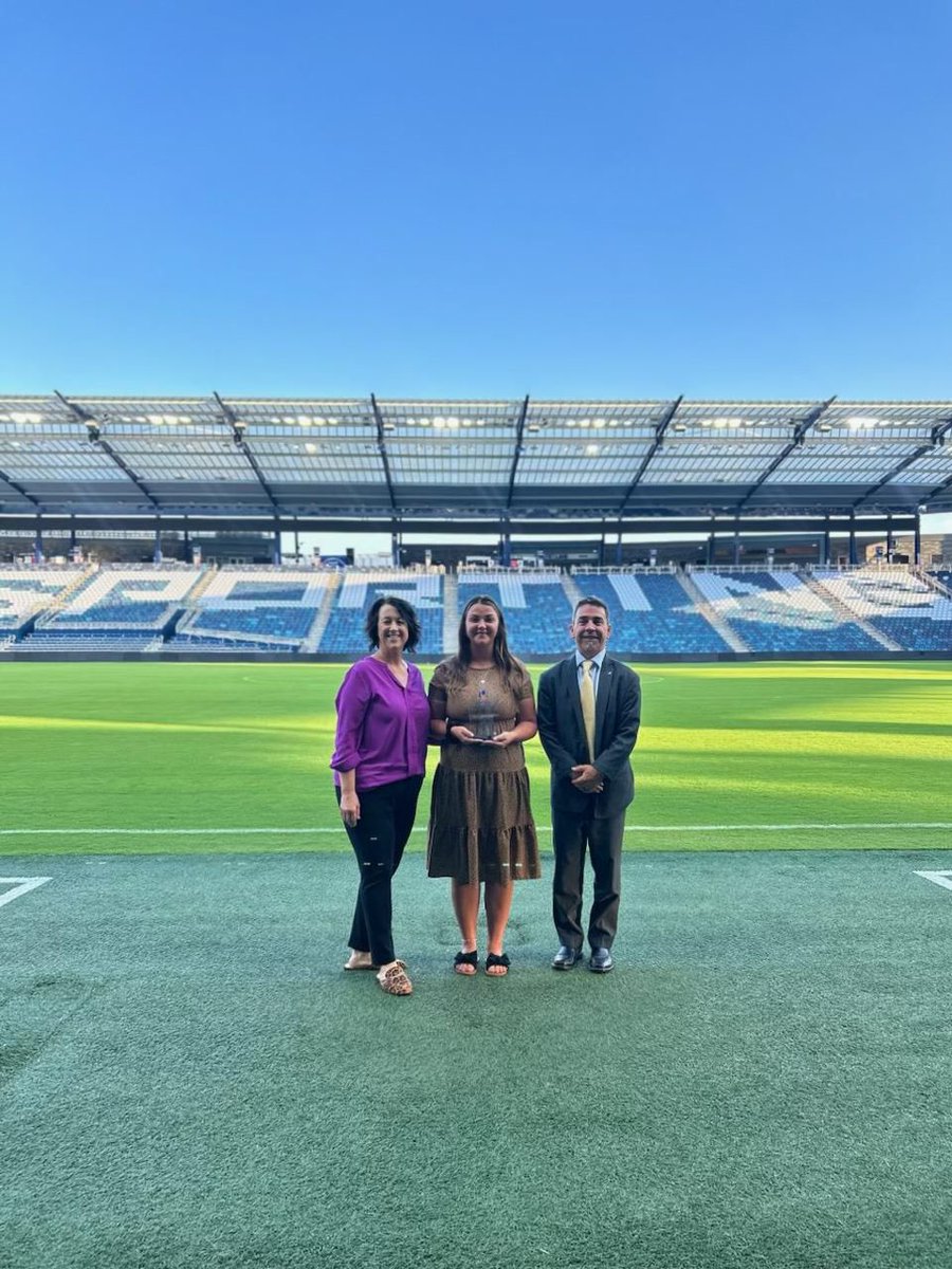 Not very often you get to see one of your employees be recognized with a major award AND get to walk out onto the Sporting KC field to take a celebratory photo! Keep on keepin’ on Hailey Nicole Collins!