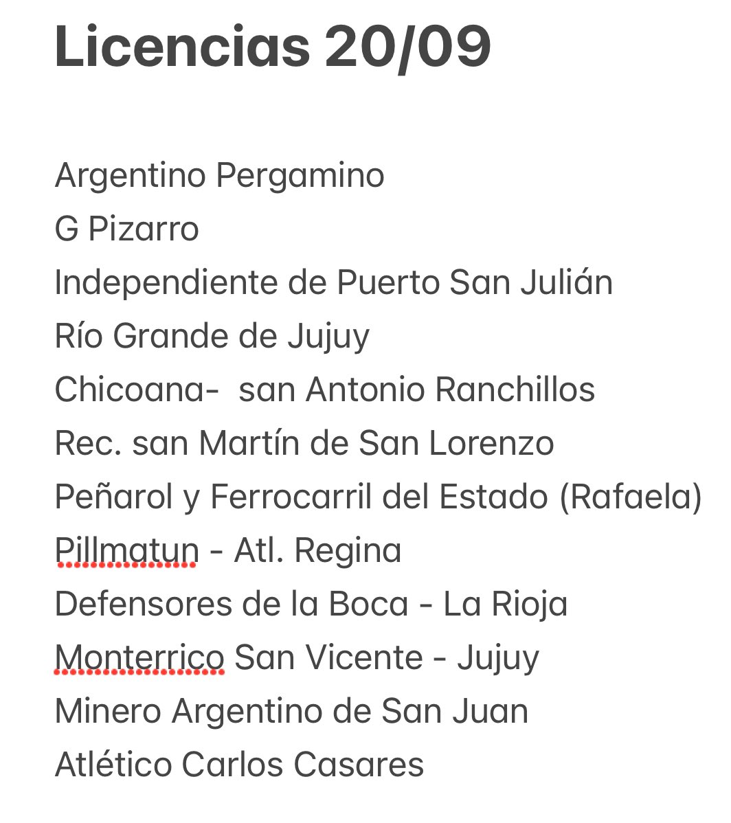 #RegionalAmateur 

Licencias confirmadas en el día de hoy