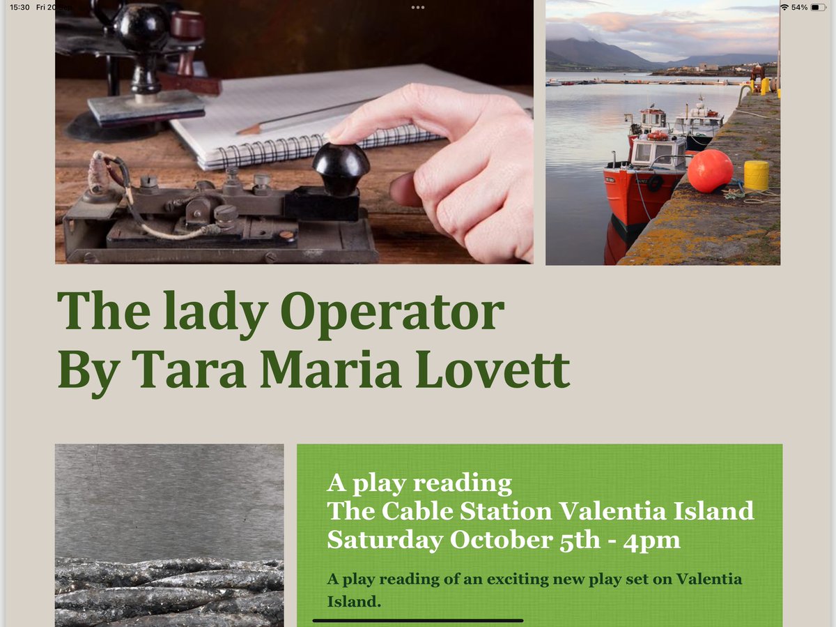 Tara Maria Lovett (@taramarialovett) on Twitter photo So excited for the rehearsed reading of my new play The Lady Operator by <a href="/West_End_House/">WestendHouseSchoolofArts</a> at the Cable station on Valentia Island on 5th October at 4pm. A story of women present and past immersed in the island and the Cable. So excited for the rehearsed reading of my new play The Lady Operator by <a href="/West_End_House/">WestendHouseSchoolofArts</a> at the Cable station on Valentia Island on 5th October at 4pm. A story of women present and past immersed in the island and the Cable.