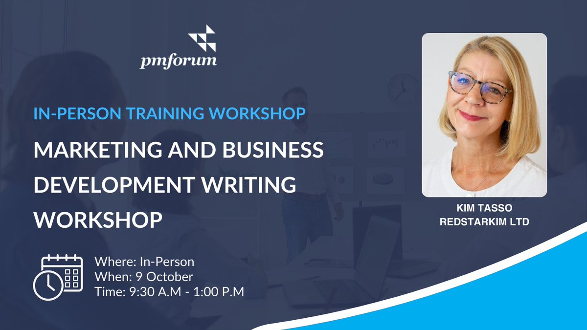 Join us for the Marketing and Business Development Writing Workshop on Wednesday, 9 October 2024, from 9:30 AM to 1:00 PM in central London. 

Register now to secure your spot: i.mtr.cool/jbpocrykbu
