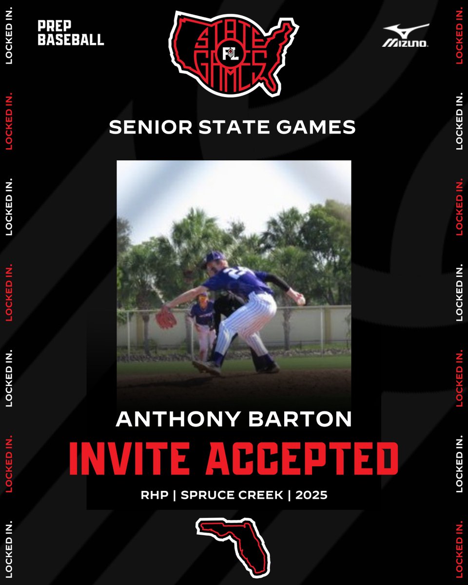 𝐈𝐍𝐕𝐈𝐓𝐄 𝐀𝐂𝐂𝐄𝐏𝐓𝐄𝐃 ✅

'25 RHP Anthony Barton (Spruce Creek) has accepted his invite to the 2024 Senior State Games.

Request an invite ➡️ loom.ly/UROtE-A

<a href="/Anthonybasebal5/">Anthony Barton</a> | <a href="/baseball_creek/">Spruce Creek Baseball</a> | <a href="/OrlandoScorps/">Scorpions Baseball</a>