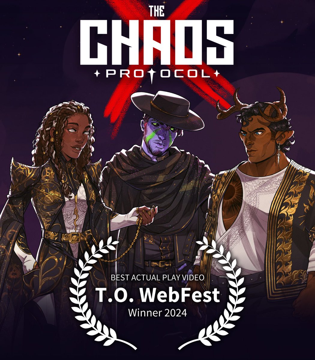 WEBFEST UPDATE! ❌

We are extremely proud to announce that THE CHAOS PROTOCOL (Arc 1) has won 🌟 BEST ACTUAL PLAY VIDEO 🌟 at the <a href="/TOWebFest/">T.O. WebFest</a>!

It means the world for us to bring this story of grief, revolution, and queer love to the webfest circuit. Thank you, endlessly.